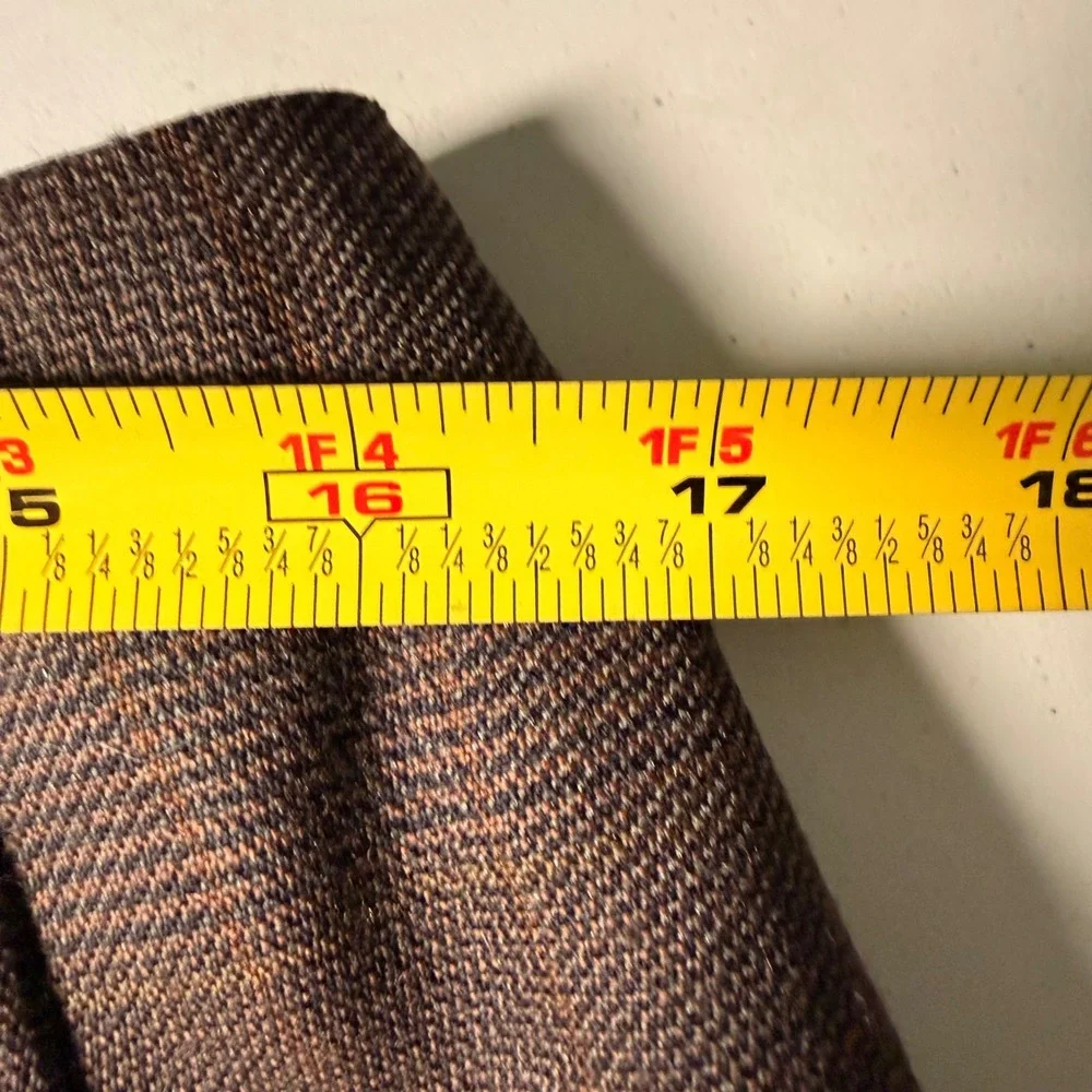 Harve Benard Sport Vintage Brown Glen Plaid 100% Wool Fringe Midi Skirt Size 14